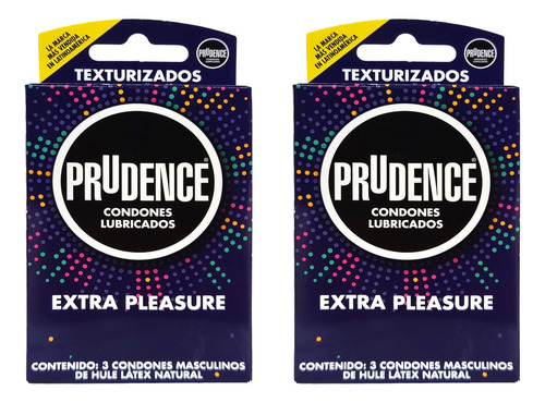 Condones De Látex Prudence Extra Pleasure Pack 2 Con 3/cu