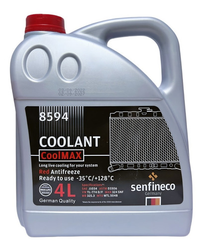 Refrigerante Coolant Rojo 50/50 Senfineco 4 Litro