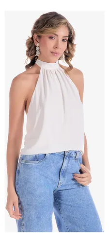 Blusa halter blanca sale