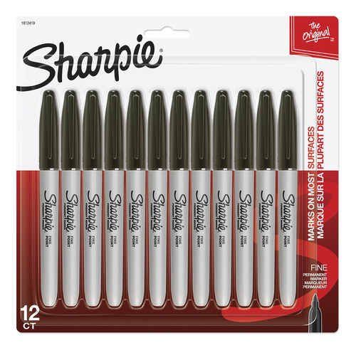 Sharpie Marcadoresermanente Punta Fina Negro 12 Unidad