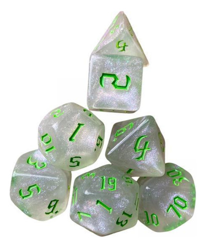 2 Juego De 7 Dados Poliédricos, Verde Verde2 Verde Verde2