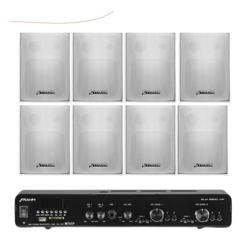 Som Ambiente Frahm Slim 2500 Bluetooth Usb + 8 Caixas Ps200