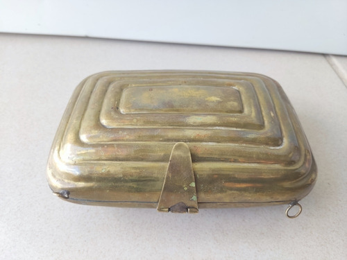 Estuche Monedero Bolso Rígido Antiguo De Bronce De Colección