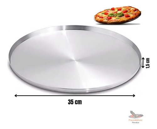 Forma De Pizza 35 Cm Cor Alumínio