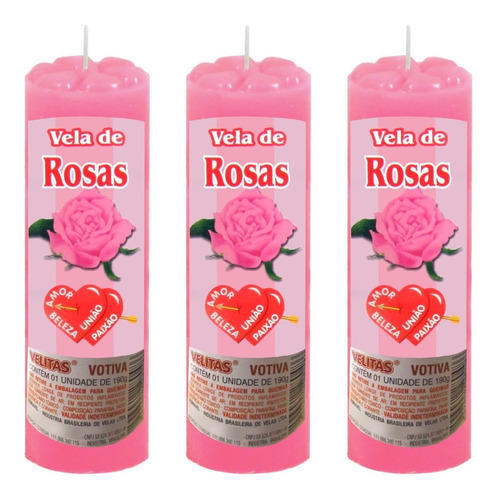 3 Velas Votiva 2 Aroma Aromática Perfumada Luz Paz Rosas Mel