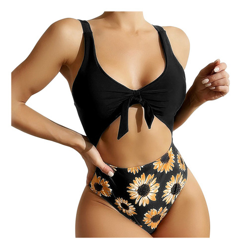 Bañador Con Estampado De Girasol Para Mujer, Biki De Playa P