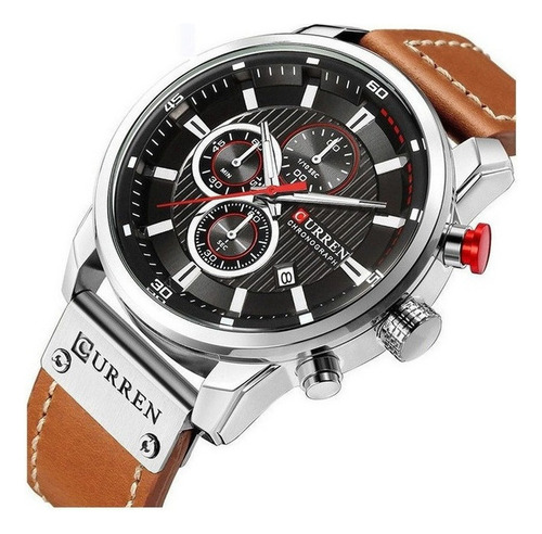 Reloj Hombre Correa Cuero Cronógrafo