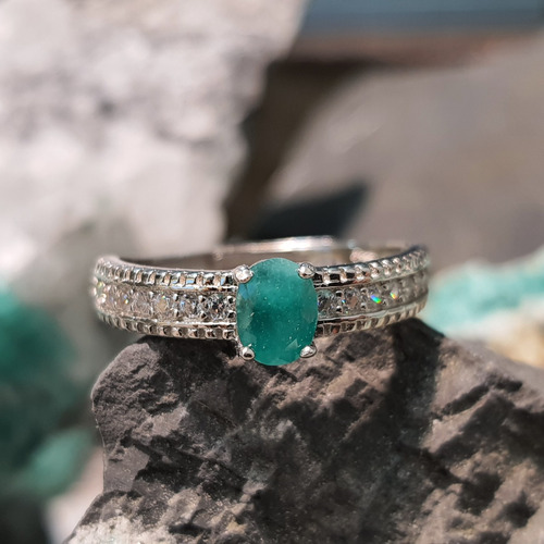 Anillo En Plata Rodio Con Esmeralda Certificada