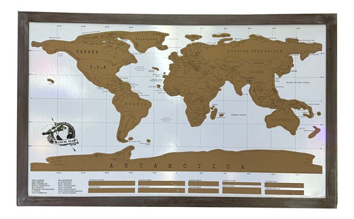 Cuadro Mapa Raspamundi Planisferio Scratch Con Marco