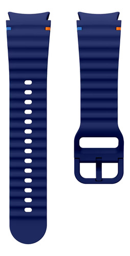 Pulseira fecho silicone respirável para Galaxy Watch 4 5 6 7 azul marinho