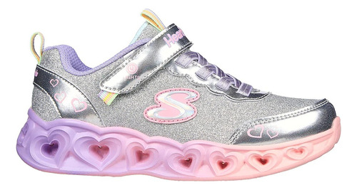 Tenis Skechers Girls S-lights Heart Lights 302684 Niña Plata