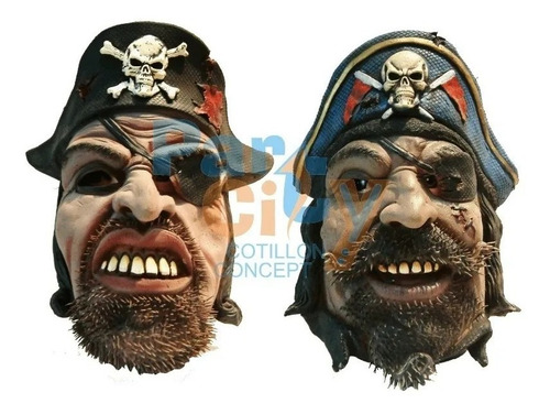 Mascara Latex Pirata Halloween Disfraz Adulto Cotillon