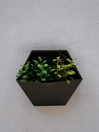 Maceta Hexagonal De Pared Grande - 2 Unidades Negro