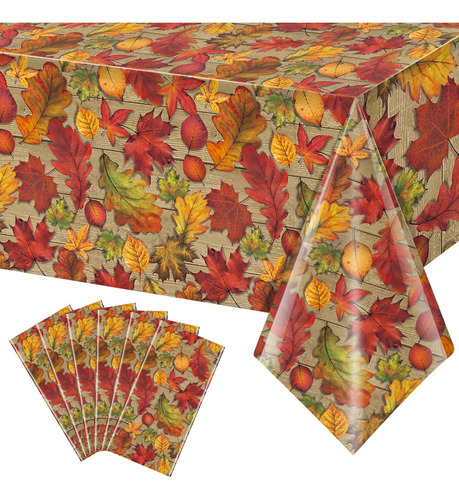 Mantel Rectangular De Plástico Con Hojas De Otoño