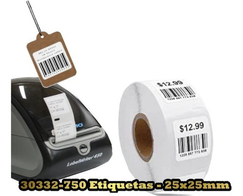 Etiquetas Térmicas 25x25mm Dymo Zebra Bixolon Rollo