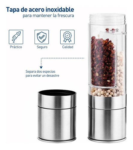 Molinillo 2 En 1 Sal Y Pimienta Pepper Grinder Manual