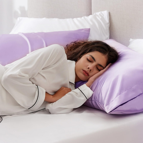 2 Fundas De Pura Seda Para Almohada Lila 50x90cm