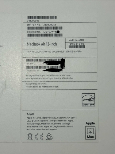 Macbook Air M3 Plata 13 Pulgadas 512 Gb Ssd 16 Gb Ram Plateado (Usado)