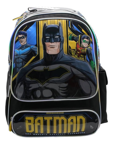 Mochila Escolar Cresko Batman Dc 18p Espalda Colegio Color Negro Diseño de la tela Liso