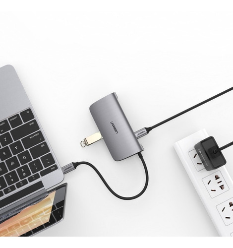 Hub Conversor Usb 6 Em 1 - Usb 3.0, Hdmi 4k, Rj45, Pd Ugreen