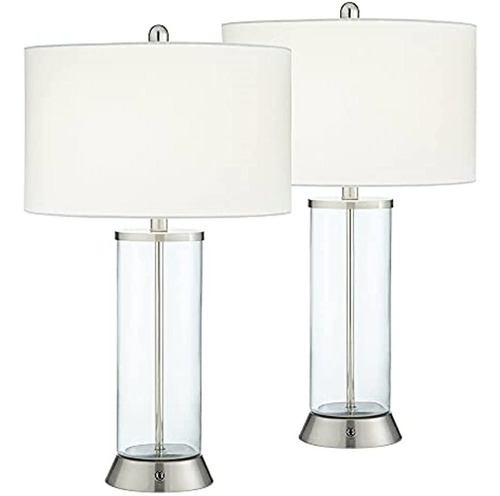 Watkin Modern Table Lamps Set Of 2 Led With Usb And Ac Power