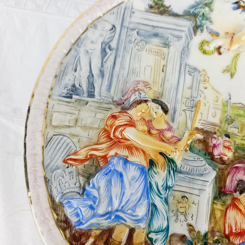 Raro Centro Porcelana Capodimonte Antiguo Años 1920 Vealo (Usado)