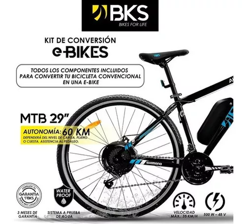 Kit Convertidor a Bicicleta Eléctrica BKS MTB 29 48V 500W