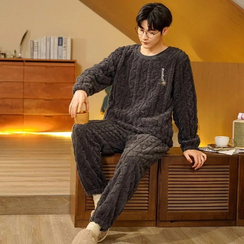 Pijama De Felpa Para Hombre, Con Forro Polar Grueso, Para In