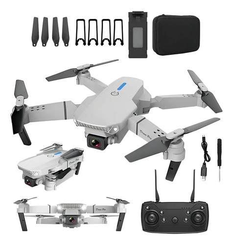 Mini Drone Con Cámara Cuadricoptero Control Remoto Y Estuche Color Gris Kwala