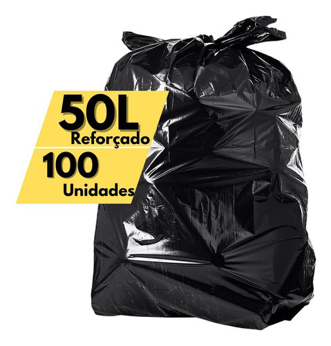 Saco De Lixo 50 Litros Reforçado Para Lixeiras Inox 100 Un