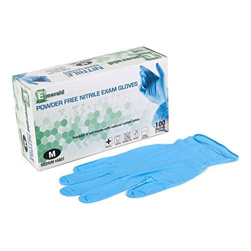 Guantes De Examen Emerald De Nitrilo Sin Polvo, 3,5 Mil, Med