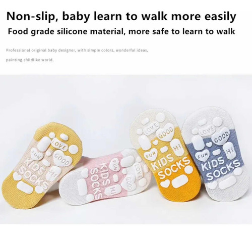 5 Pares De Calcetines Antiderrapantes Para Bebés Niños