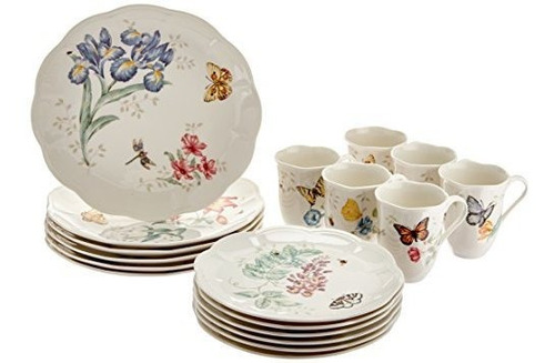 Set De Vajilla 18 Piezas Lenox Diseño Prado De Mariposas