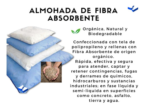 Almohada Fibra Absorbente Quimicos Hidrocarburos 10p 60x60cm