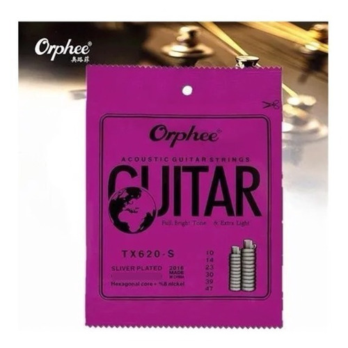 Cuerdas Guitarra Acústica Orphee Tx620-s Silver Metálicas