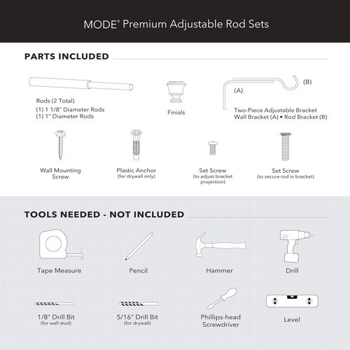 Coleção Curtain Rod Mode Premium Com 2,86 Cm De Diâmetro
