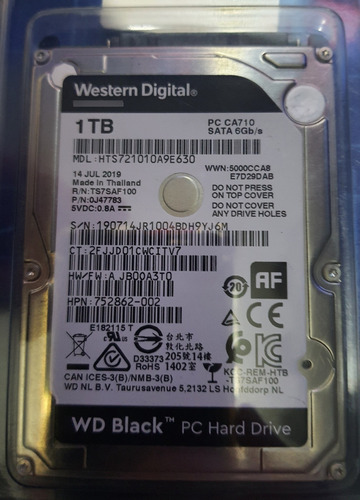 Hdd Western Digital 1tb Black Sata 2.5