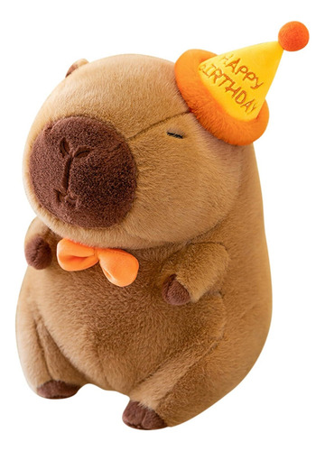Peluche De Capibara Con Sombrero De Feliz Cumpleaños-23 Cm