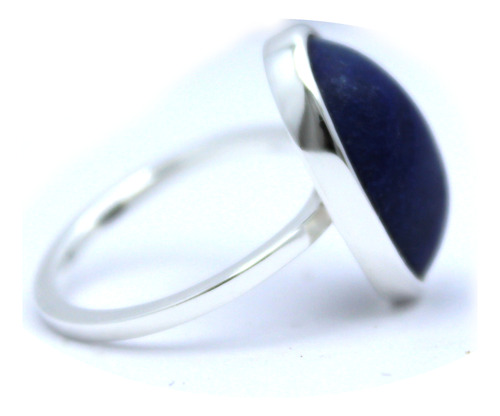 Anel De Prata Com Pedra Natural Quartzo Azul Minimalista