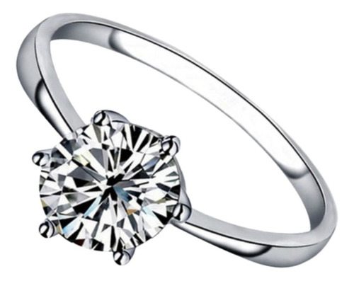 Anillo De Compromiso De Oro Blanco 18k Con Zirconia- Mod 354