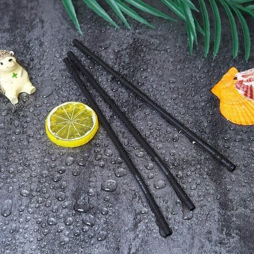 Pajitas De Plástico Negro Para Cocteles, Bebidas Y Vinos, 50