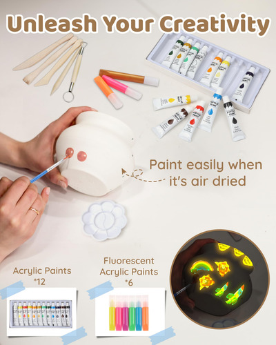 Kit De Arcilla Air Dry Gleamkid Para Adultos Con Herramienta