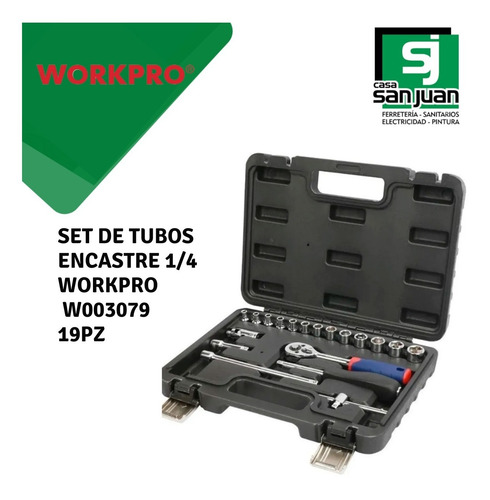 Set Juego Caja Bocallaves 19pz 1/4'' C/maleta 3079 Workpro