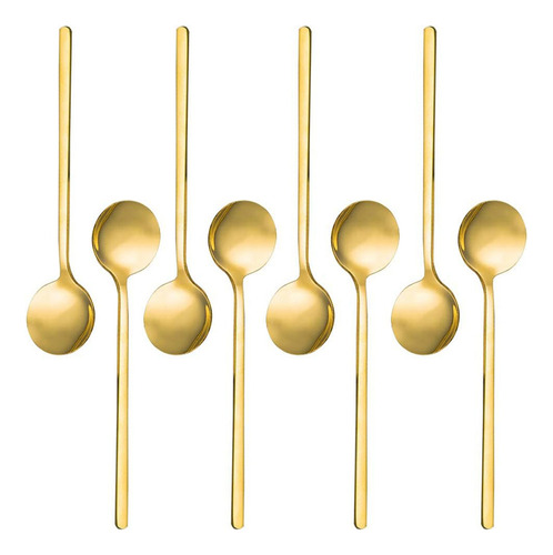 Py 8 Cucharas De Espresso Chapadas En Oro Para Café Y