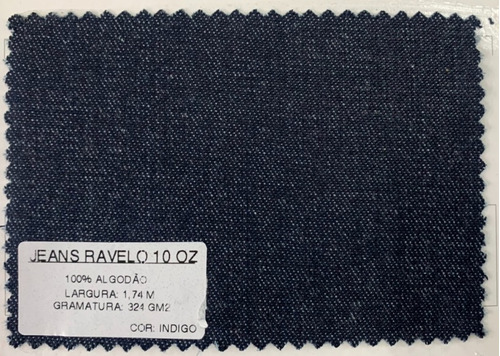 Tecido Jeans Pesado Ravelo 10 Oz 100% Algoão Cor Indigo 20mt