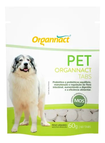 Pet Organnact Tabs 60g Suplemento Probiótico Prebiótico Cães