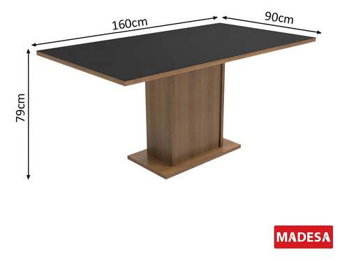 Mesa de Comedor Rectangular Madesa 5275 Color Rústico/Negro