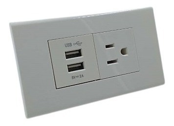 Toma Americana+puerto Usb (plastico+cromo) Blanco Decor