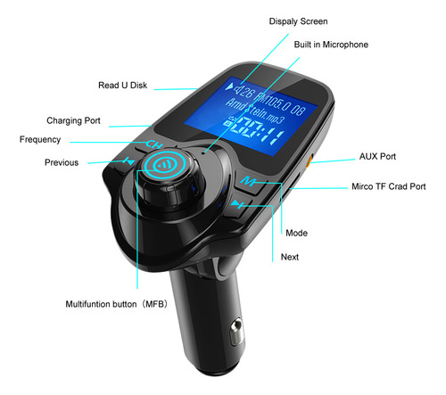 Transmisor Fm T11, Reproductor De Mp3 Para Coche, Inalámbric