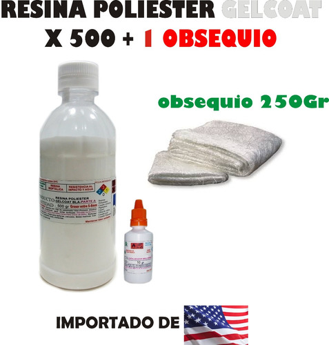 Resina Poliester Gelcoat X 500gr + Fibra + Cataliza Piscinas